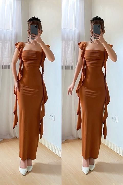 Ayesha Ruffles Bodycon Maxi Dress