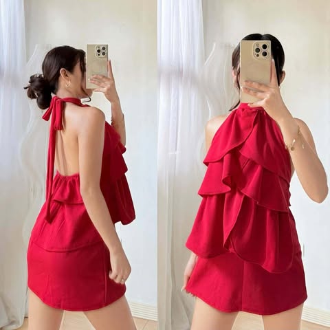 Zenaida Halter Backless Top and Skirt Coords