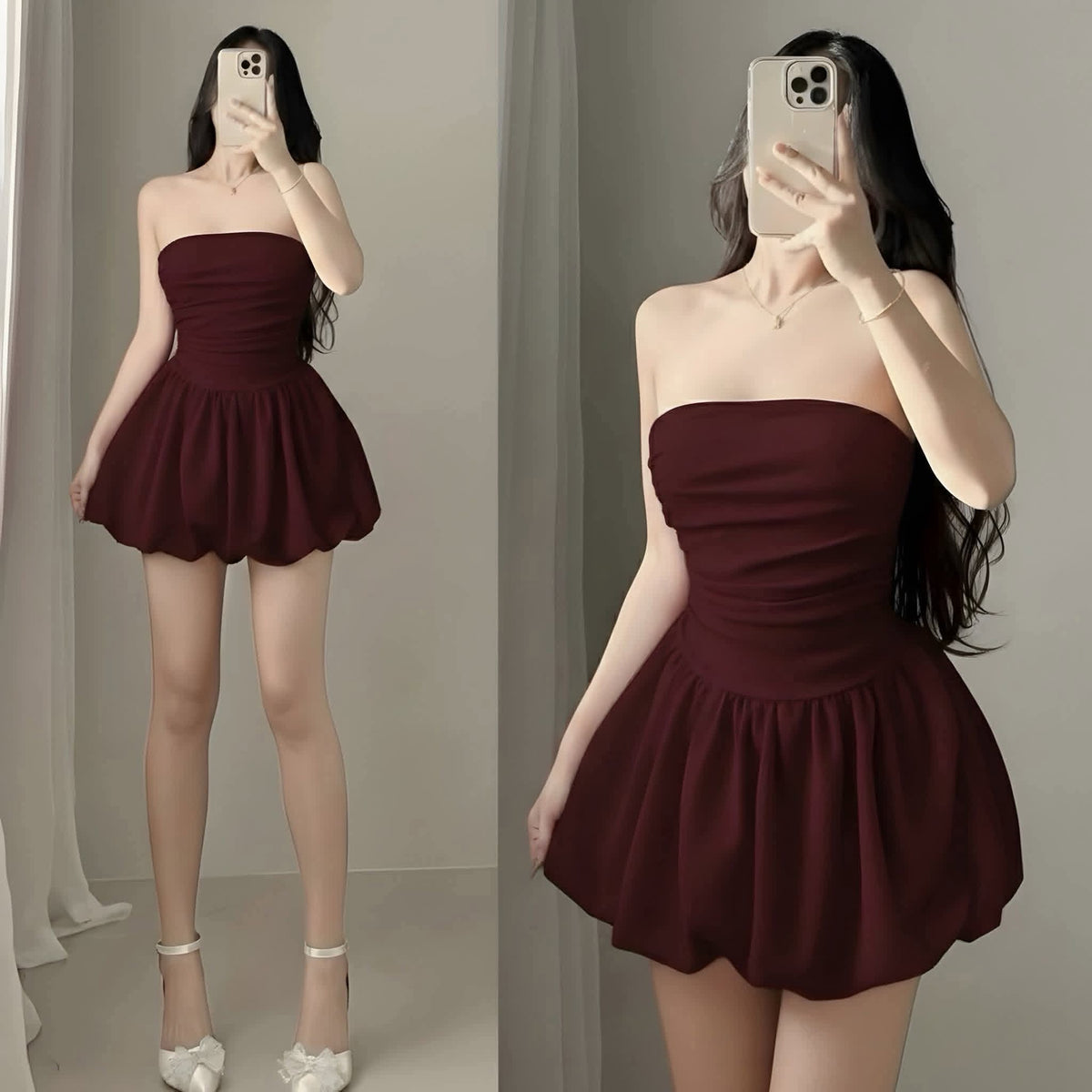 Glenda Tube Balloon Mini Dress