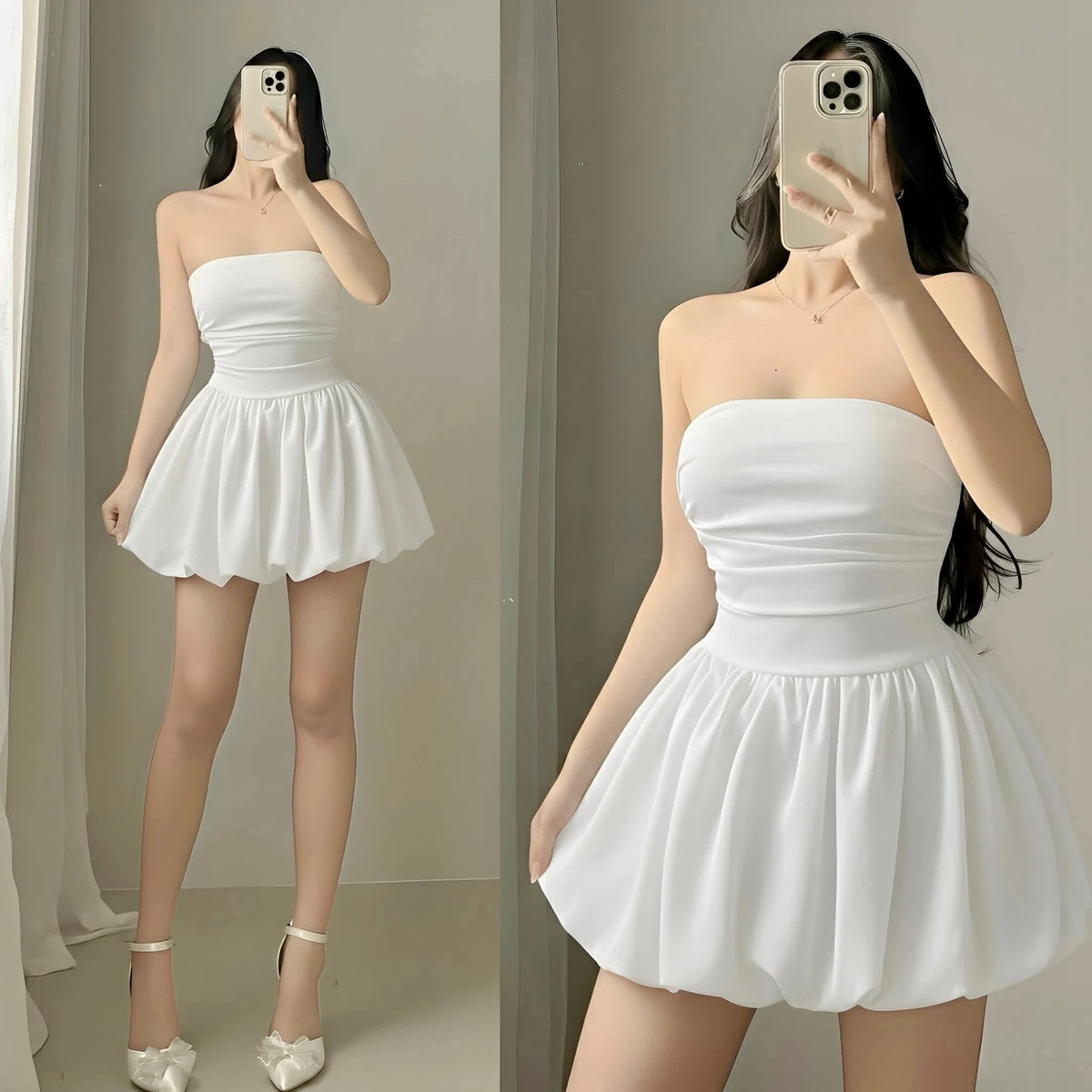 Glenda Tube Balloon Mini Dress