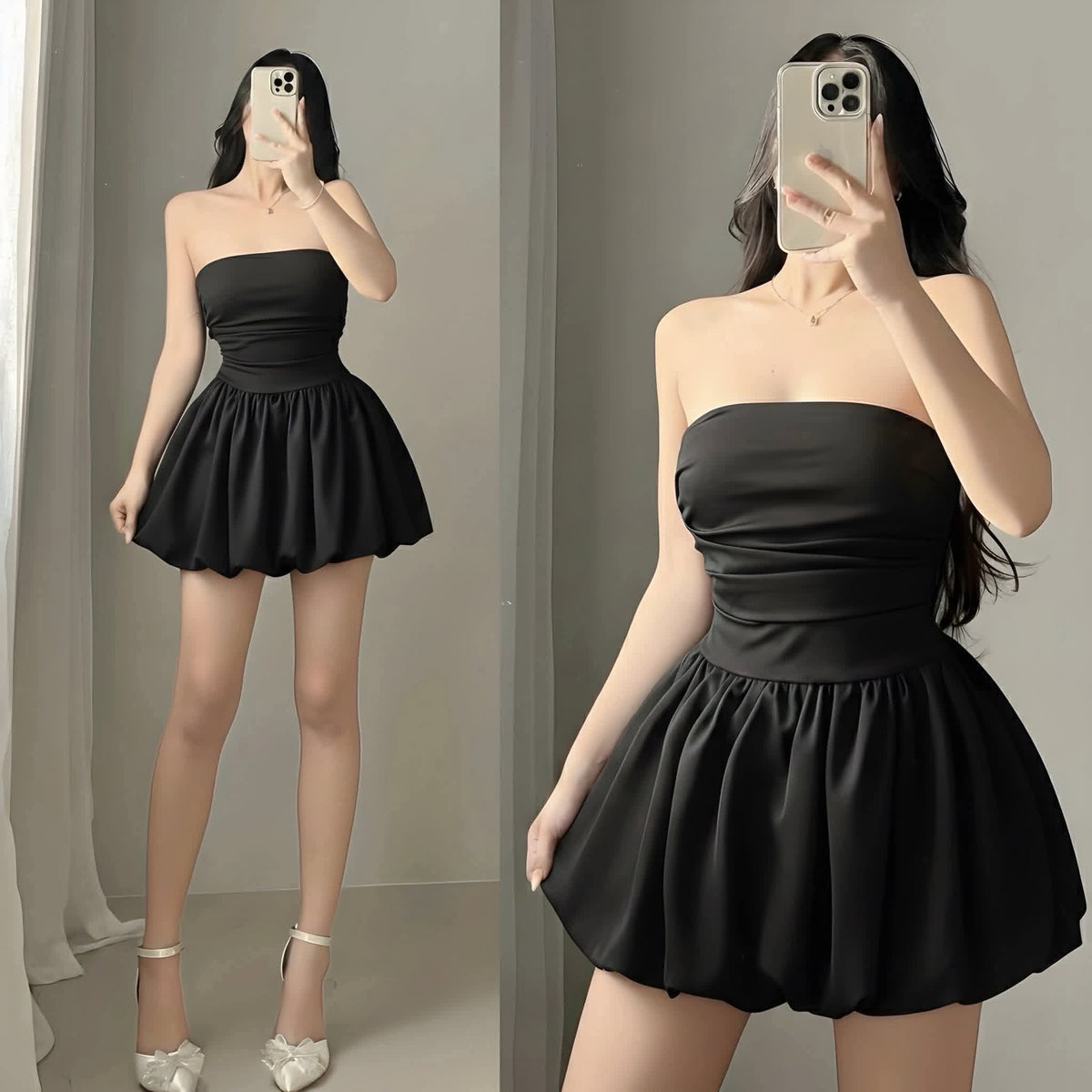 Glenda Tube Balloon Mini Dress