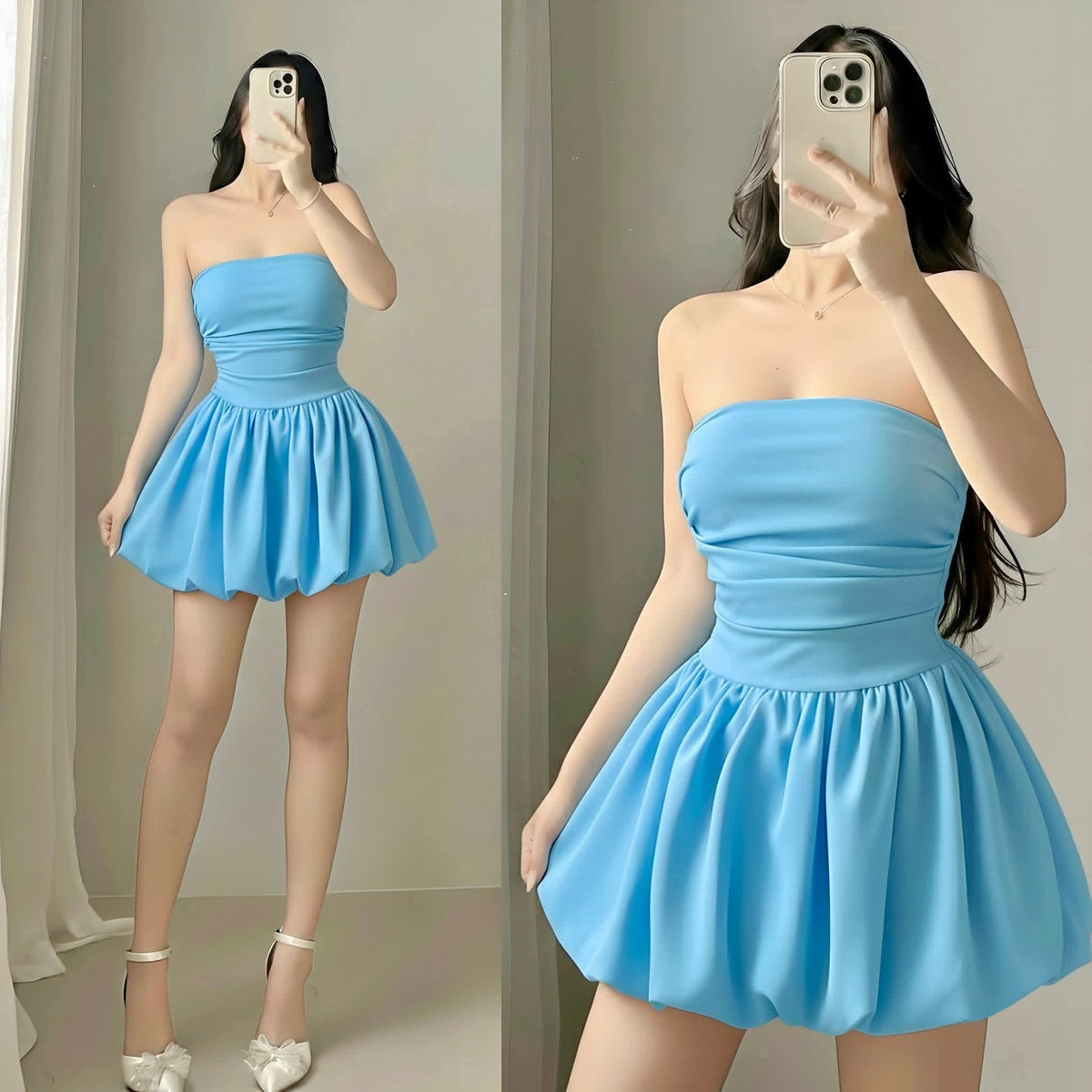 Glenda Tube Balloon Mini Dress