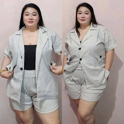 Plus Size Drake Blazer Top And Shorts Coords