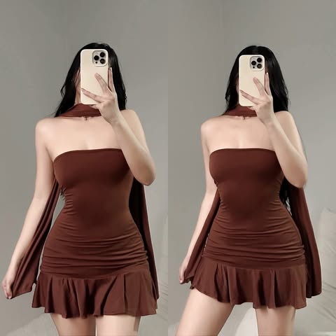 Gabby Tube Bodycon Mini Dress With Balabal Double Lining Front and Back