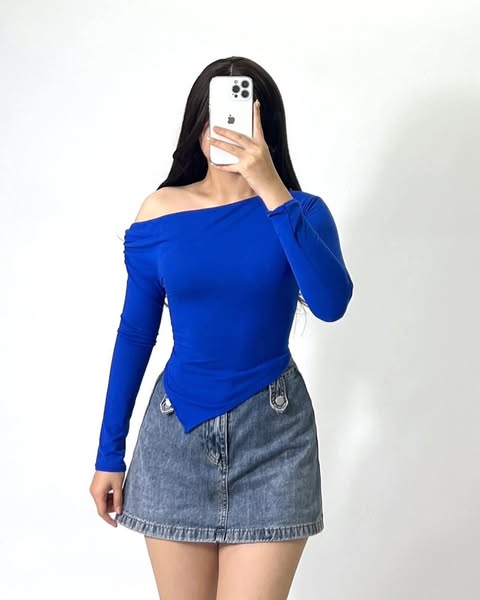 Pat Offshoulder Longsleeve Top Double Lining Front