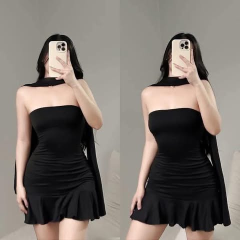 Gabby Tube Bodycon Mini Dress With Balabal Double Lining Front and Back