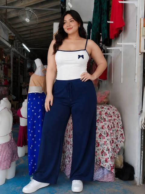 Plus Size Ysabel Two Tone Coquette Spag Top and Pants Coords