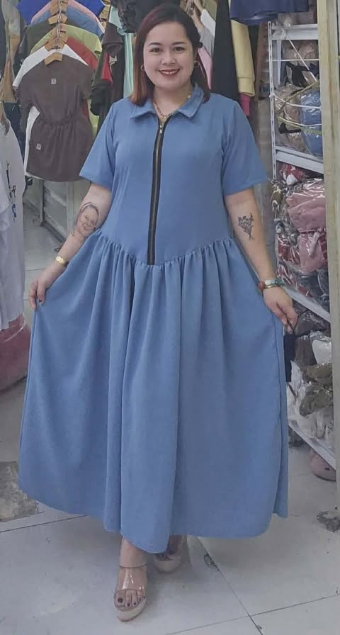 Plus Size Farrah BKK Zipper Maxi Dress Stripe and plain