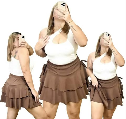 Plus Size Zenny Layered Skort Plain
