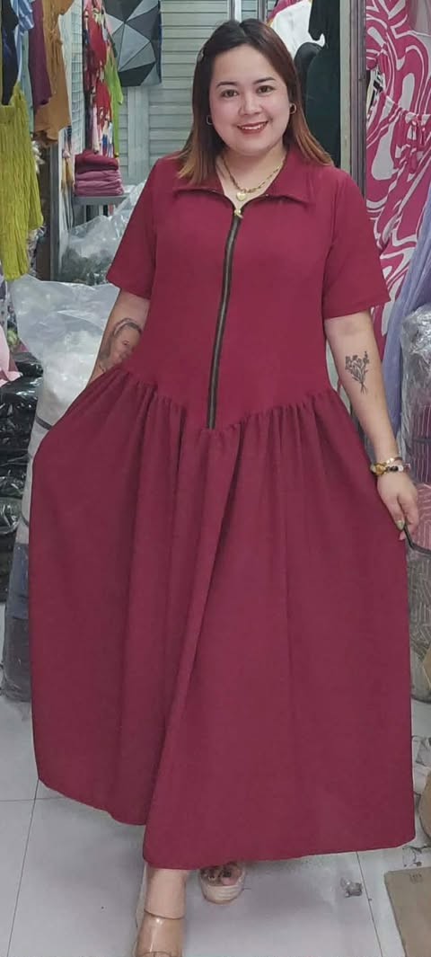 Plus Size Farrah BKK Zipper Maxi Dress Stripe and plain