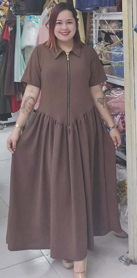 Plus Size Farrah BKK Zipper Maxi Dress Stripe and plain