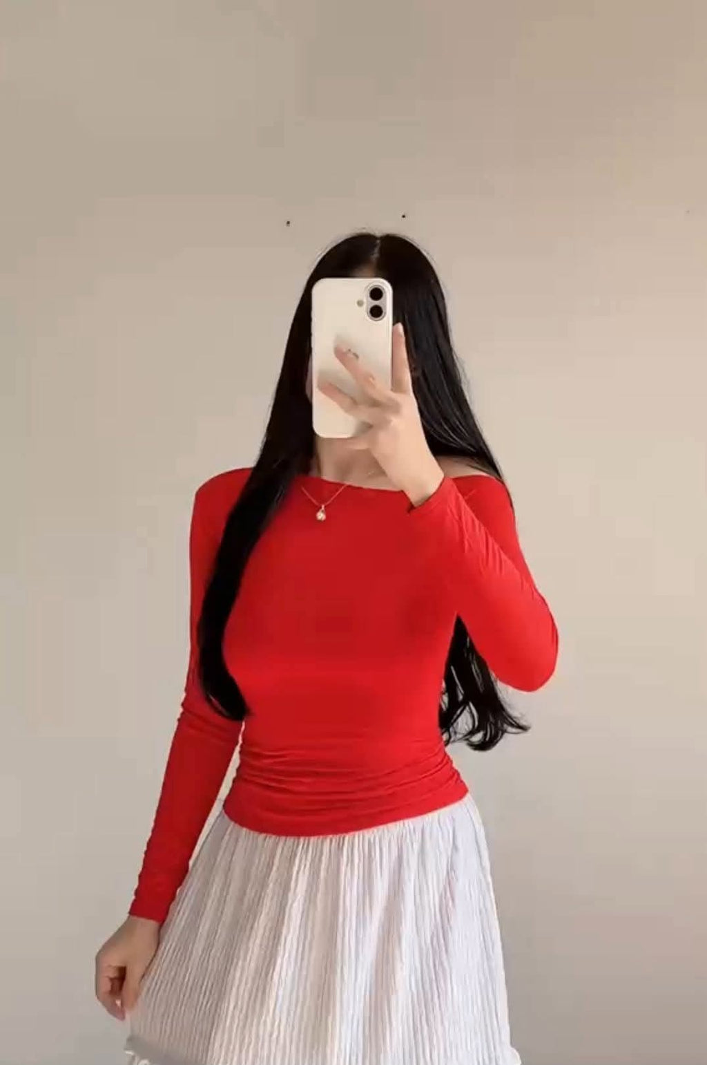 Vera Offshoulder Longsleeve Top Double Lining Front
