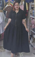 Plus Size Farrah BKK Zipper Maxi Dress Stripe and plain
