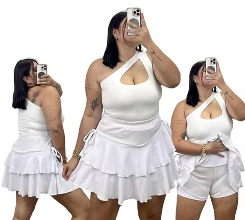 Plus Size Zenny Layered Skort Plain
