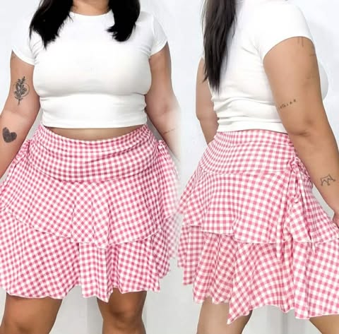 Plus Size Zenny Layered Skort Gingham