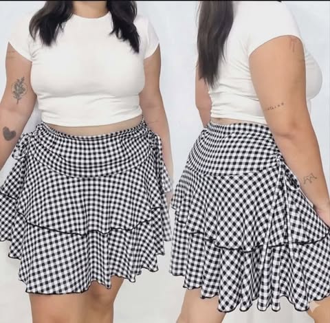 Plus Size Zenny Layered Skort Gingham