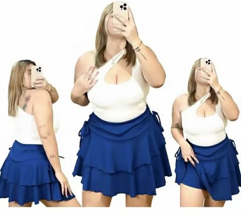 Plus Size Zenny Layered Skort Plain