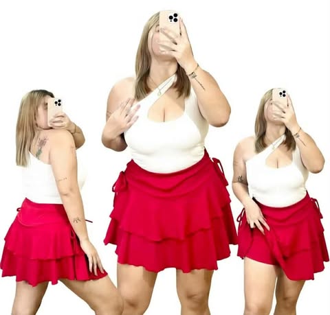 Plus Size Zenny Layered Skort Plain