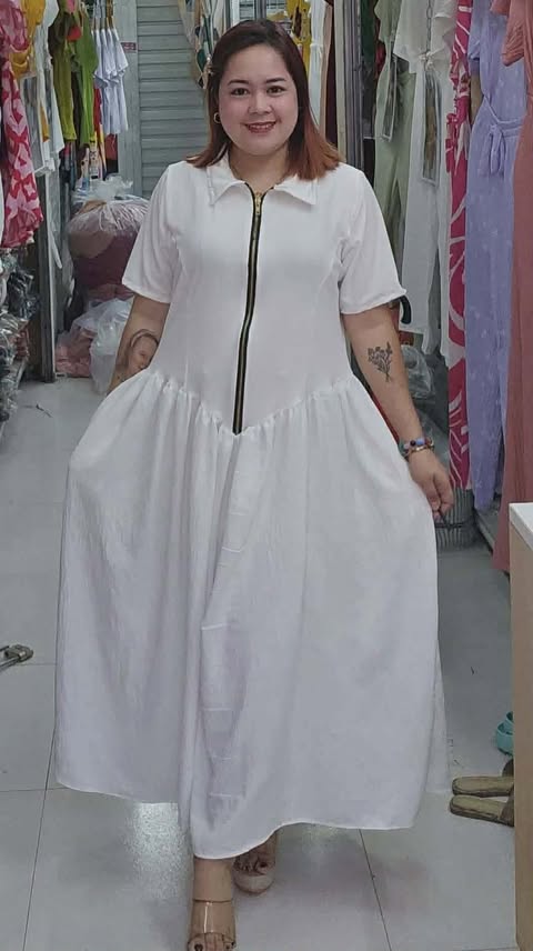Plus Size Farrah BKK Zipper Maxi Dress Stripe and plain