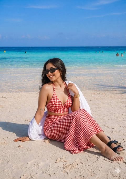Solea Padded Top and Skirt Swimwear Gingham