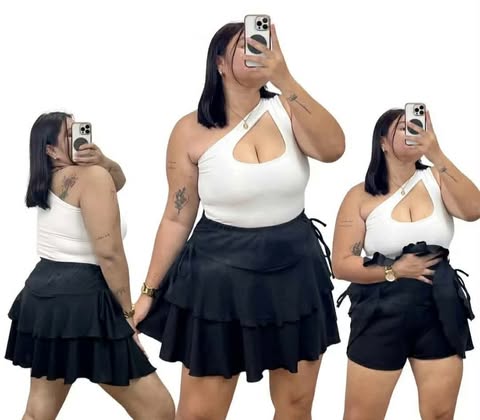 Plus Size Zenny Layered Skort Plain