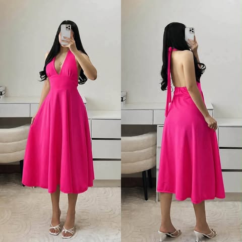 🎁 Allysa Halter Backless Midi Dress (50% off)