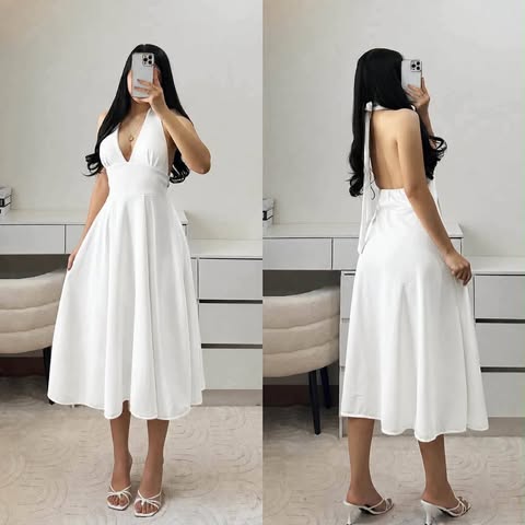🎁 Allysa Halter Backless Midi Dress (50% off)
