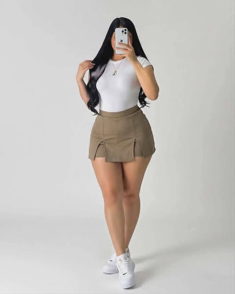 Plus Size Demi Two Slit Woven Skort