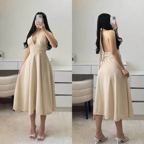 🎁 Allysa Halter Backless Midi Dress (50% off)