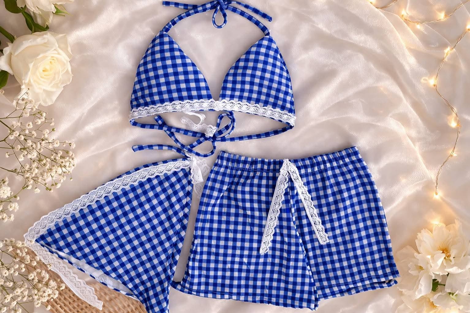 Vana Padded 3in1 Gingham Lace Swimwear