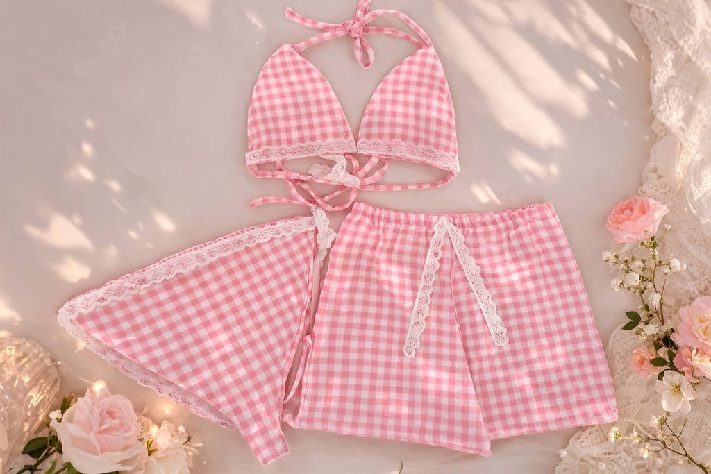 Vana Padded 3in1 Gingham Lace Swimwear