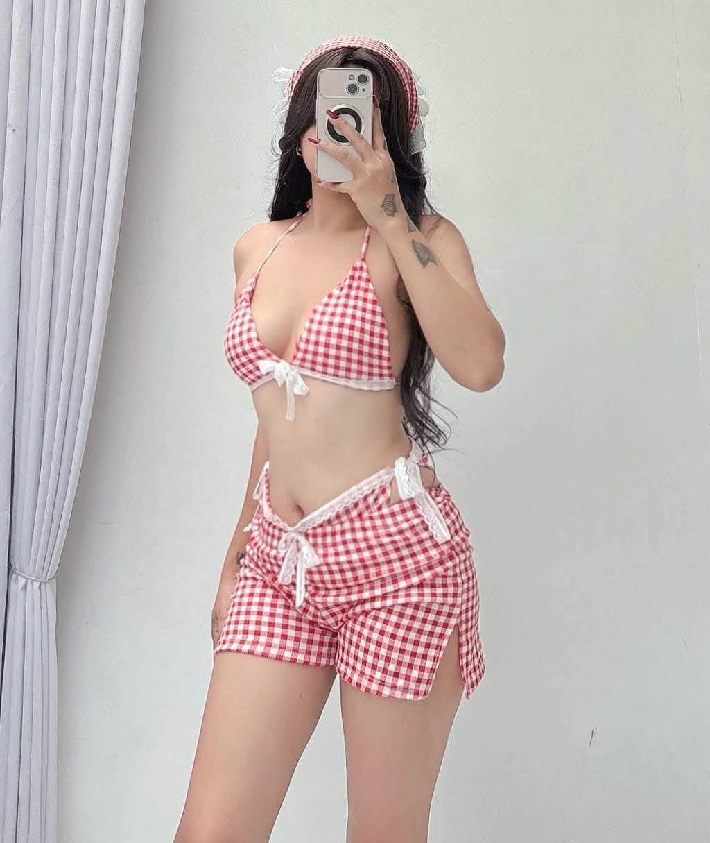 Vana Padded 3in1 Gingham Lace Swimwear
