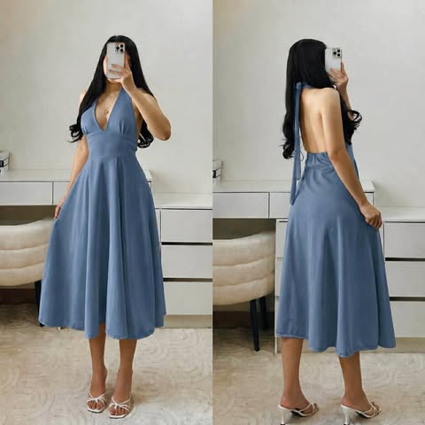 Allysa Halter Backless Midi Dress
