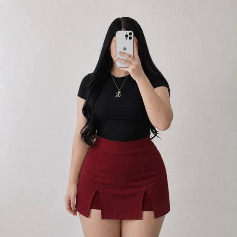 Plus Size Demi Two Slit Woven Skort