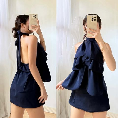 Zenaida Halter Backless Top and Skirt Coords