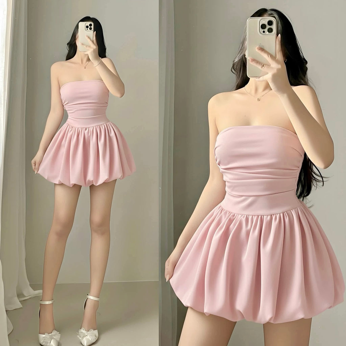 Glenda Tube Balloon Mini Dress