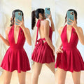 Elynzia Backless Mini Dress With Inner Shorts