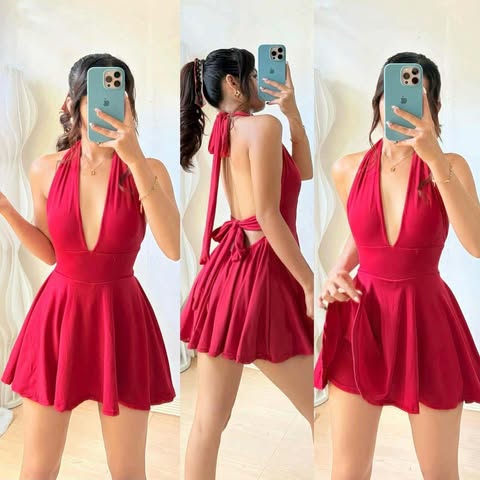 Elynzia Backless Mini Dress With Inner Shorts