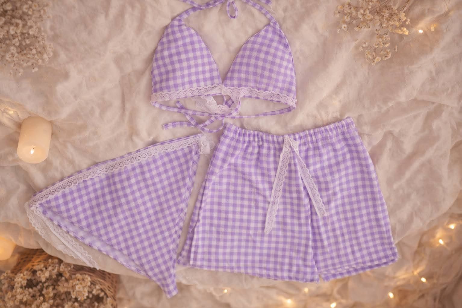 Vana Padded 3in1 Gingham Lace Swimwear
