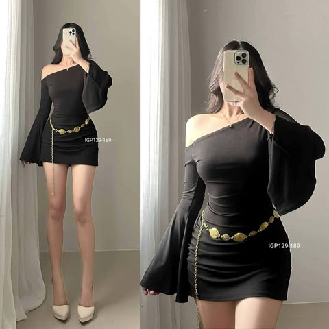 Dasha Offshoulder Bodycon Longsleeve Mini Dress