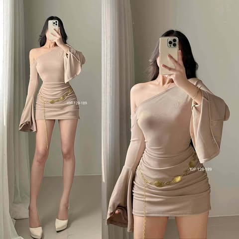 Dasha Offshoulder Bodycon Longsleeve Mini Dress