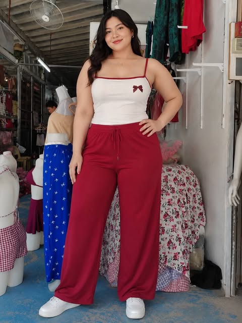 Plus Size Ysabel Two Tone Coquette Spag Top and Pants Coords