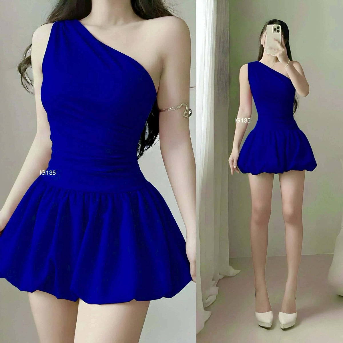 Athena One Side Bubble Mini Dress