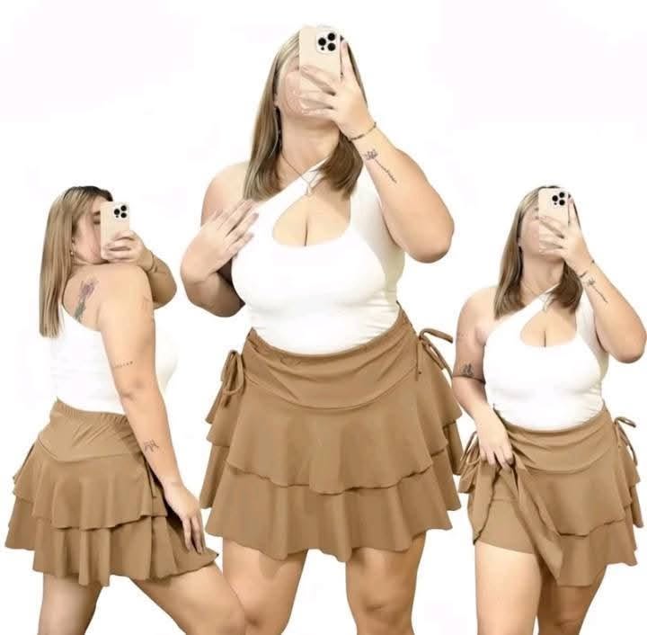 Plus Size Zenny Layered Skort Plain
