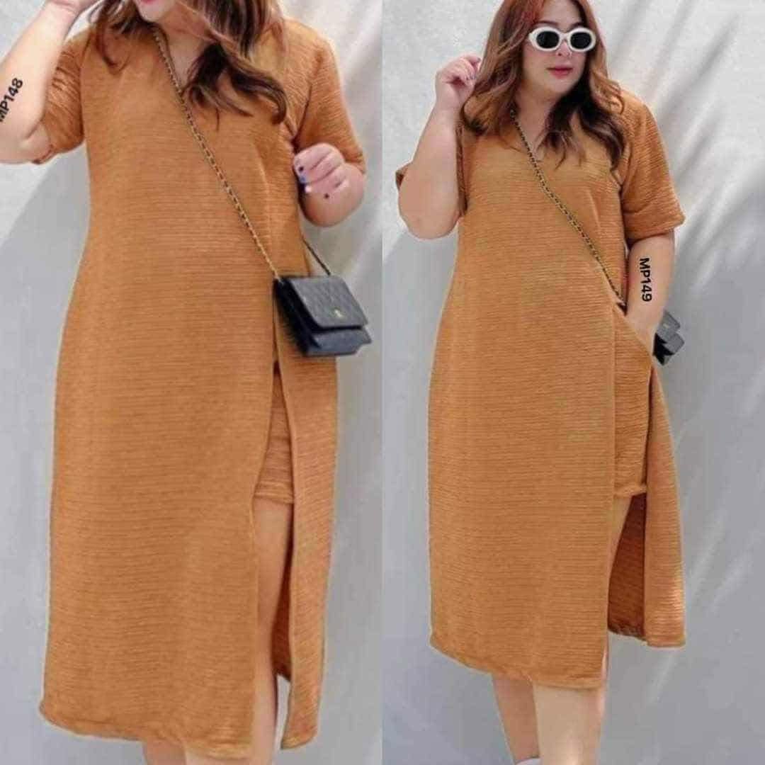 Plus Size Camille Slit Dress With Shorts