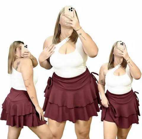 Plus Size Zenny Layered Skort Plain