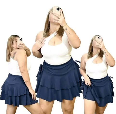 Plus Size Zenny Layered Skort Plain