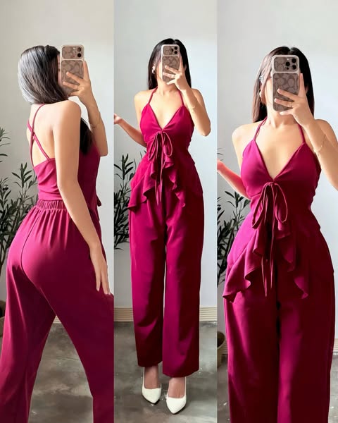 Beverly Padded Ruffles Top and Pants Coords