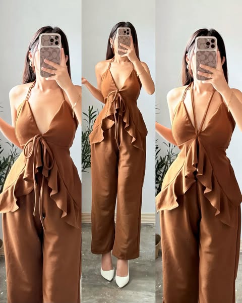 Beverly Padded Ruffles Top and Pants Coords
