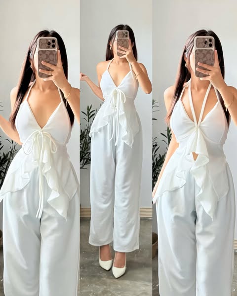 Beverly Padded Ruffles Top and Pants Coords